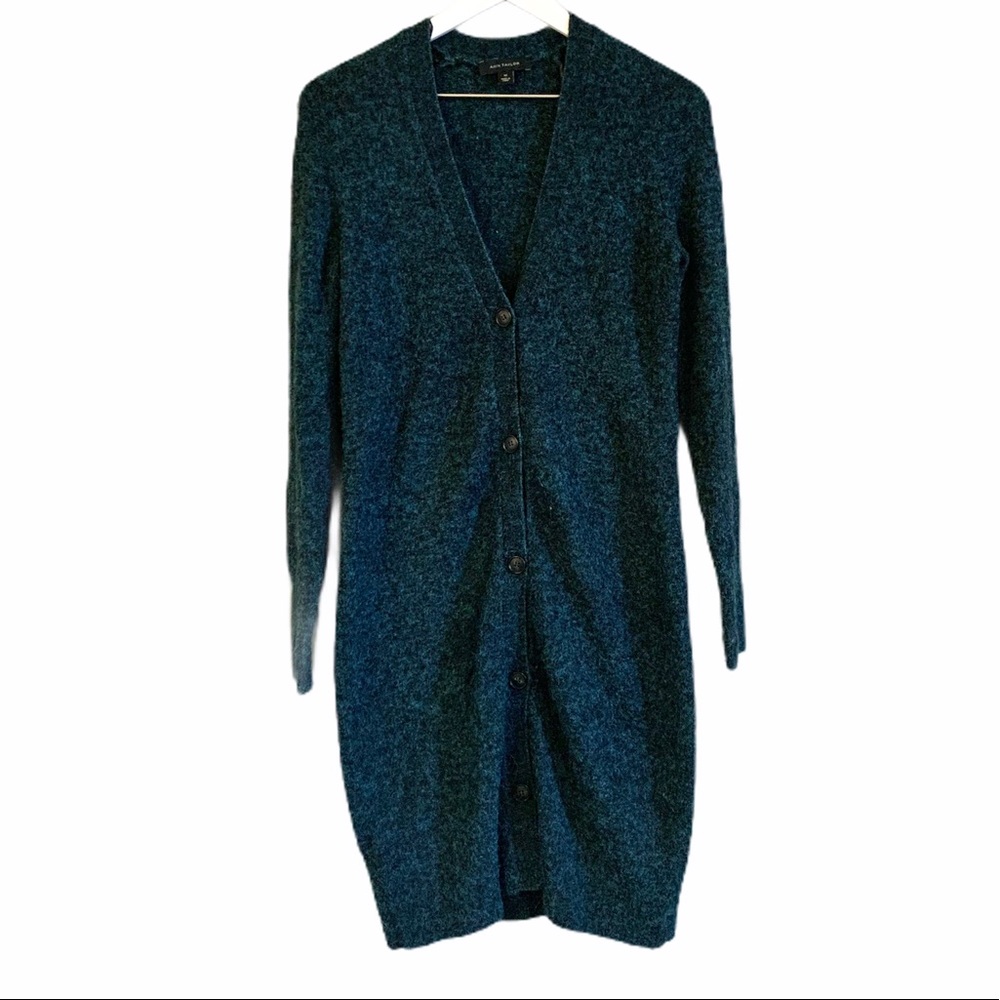 Ann Taylor Boyfriend Cardigan Batik Blue Size XS - Picture 2 of 6